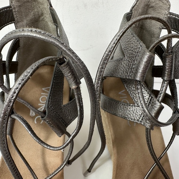 VIONIC Calipso Espadrille Wedge Sandals Women Sz 8 Pewter Metallic Orthotic Shoe - Picture 8 of 12